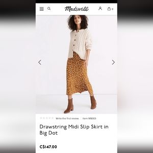 Madewell Midi Slip Skirt size 10